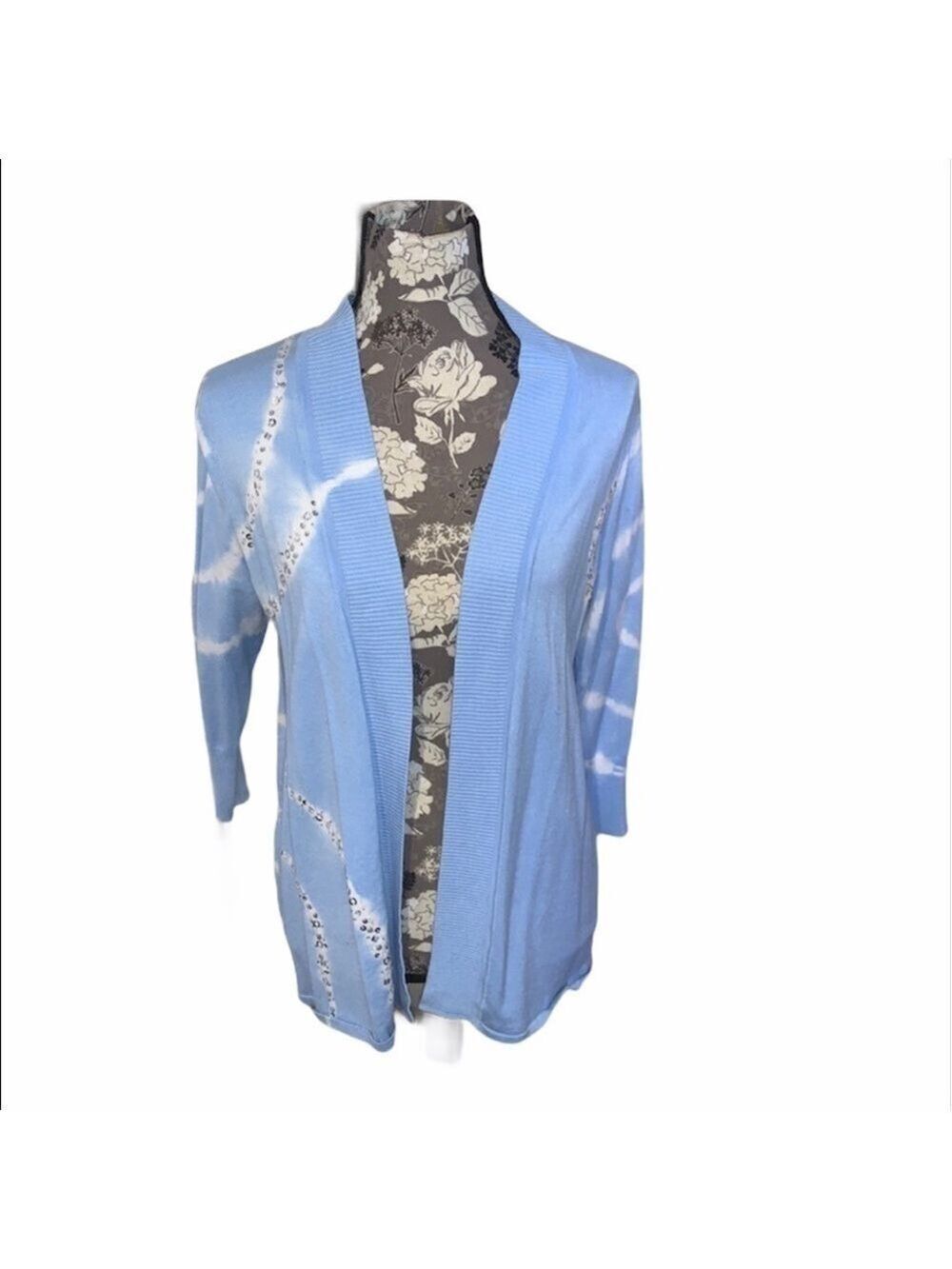 LAURA ASHLEY Sky Blue Tie Dye Cardigan Medium Petite